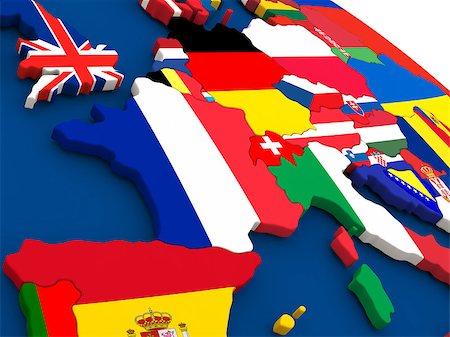 Map of France on globe with embedded flags of countries. 3D illustration. Fotografie stock - Microstock e Abbonamento, Codice: 400-08770295