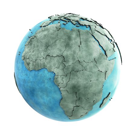 simsearch:400-08729741,k - Africa on 3D model of planet Earth made of blue marble with embossed countries and blue ocean. 3D illustration isolated on white background. Photographie de stock - Aubaine LD & Abonnement, Code: 400-08770300