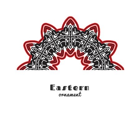 simsearch:400-08650534,k - Vector design with circular ornament in eastern style. Ornate oriental element and place for text. Black, red, white color. Template for invitations, greeting cards, flyer pages, brochures. Stock Photo - Budget Royalty-Free & Subscription, Code: 400-08770487