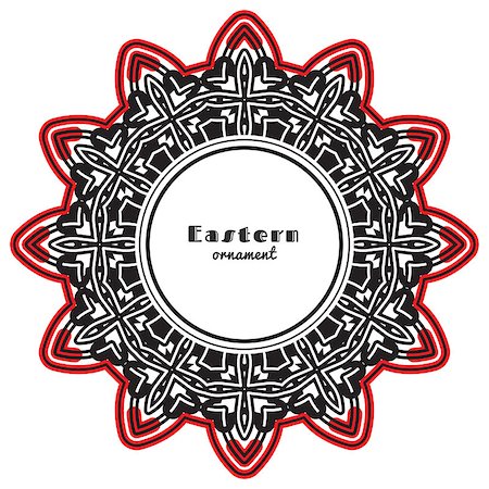 simsearch:400-08650534,k - Vector design with circular ornament in eastern style. Ornate oriental element and round place for text. Black, red, white color. Template for invitations, greeting cards, flyer pages, brochures. Stock Photo - Budget Royalty-Free & Subscription, Code: 400-08770488