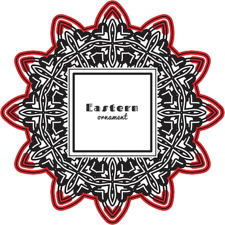 simsearch:400-08650534,k - Vector design with circular ornament in eastern style. Ornate oriental element and square place for text. Black, red, white color. Template for invitations, greeting cards, flyer pages, brochures. Stock Photo - Budget Royalty-Free & Subscription, Code: 400-08770489