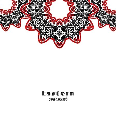 simsearch:400-08650534,k - Vector design with circular ornament in eastern style. Ornate oriental element and place for text. Black, red, white color. Template for invitations, greeting cards, flyer pages, brochures. Stock Photo - Budget Royalty-Free & Subscription, Code: 400-08770494