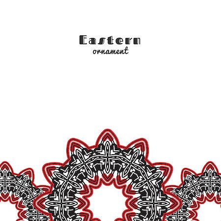 simsearch:400-08650534,k - Vector design with circular ornament in eastern style. Ornate oriental element and place for text. Black, red, white color. Template for invitations, greeting cards, flyer pages, brochures. Stock Photo - Budget Royalty-Free & Subscription, Code: 400-08770495