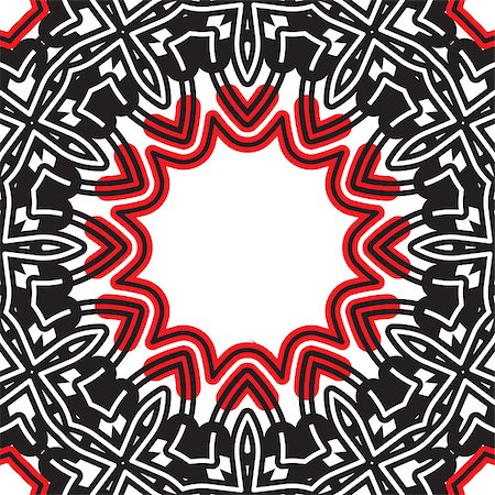 simsearch:400-08650534,k - Geometric pattern with eastern ornament fancy flower. Black, red, white color. Stock Photo - Budget Royalty-Free & Subscription, Code: 400-08770496