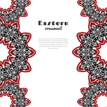 simsearch:400-08650534,k - Vector design with circular ornament in eastern style. Ornate oriental element and place for text. Black, red, white color. Template for invitations, greeting cards, flyer pages, brochures. Stock Photo - Budget Royalty-Free & Subscription, Code: 400-08770491