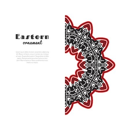 simsearch:400-08650534,k - Vector design with circular ornament in eastern style. Ornate oriental element and place for text. Black, red, white color. Template for invitations, greeting cards, flyer pages, brochures. Stock Photo - Budget Royalty-Free & Subscription, Code: 400-08770493
