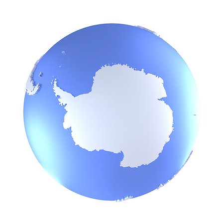 simsearch:400-08770303,k - Antarctica on bright metallic model of planet Earth with blue ocean and shiny embossed continents with visible country borders. 3D illustration isolated on white background. Foto de stock - Super Valor sin royalties y Suscripción, Código: 400-08770507