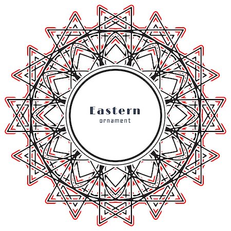 simsearch:400-08650534,k - Vector design with circular ornament in eastern style. Ornate oriental element and round place for text. Black, red, white color. Template for invitations, greeting cards, flyer pages, brochures. Stock Photo - Budget Royalty-Free & Subscription, Code: 400-08770501