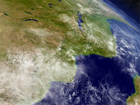 swazilandia - Mozambique and Zimbabwe with surrounding region as seen from Earth's orbit in space. 3D illustration with detailed planet surface and clouds. Elements of this image furnished by NASA. Foto de stock - Super Valor sin royalties y Suscripción, Código: 400-08770523