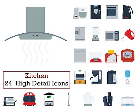 simsearch:400-04318383,k - Set of 24 Kitchen Icons. Flat color design. Vector illustration. Stock Photo - Budget Royalty-Free & Subscription, Code: 400-08770679