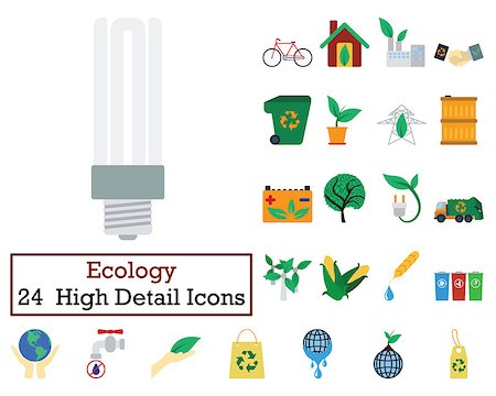 Set of 24 Ecology Icons. Flat color design. Vector illustration. Stock Photo - Budget Royalty-Free & Subscription, Code: 400-08770672