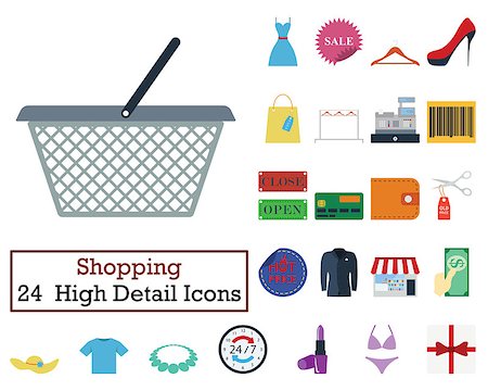 supermarket business cards - Set of 24 Shopping icons. Flat color design. Vector illustration. Stock Photo - Budget Royalty-Free & Subscription, Code: 400-08770688