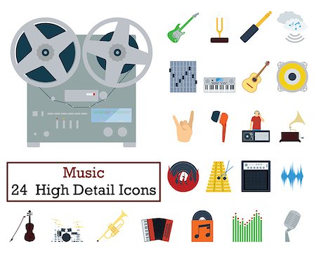 simsearch:400-08166117,k - Set of 24 Music Icons. Flat color design. Vector illustration. Stock Photo - Budget Royalty-Free & Subscription, Code: 400-08770682