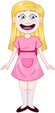 Vector illustration of a cute blond girl in pink dress. Stock Photo - Budget Royalty-Free & Subscription, Code: 400-08770715