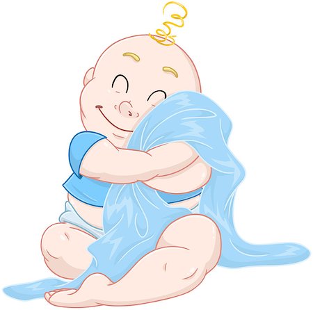 simsearch:400-08835171,k - Vector illustration of a cute baby boy hugging a blue blanket. Photographie de stock - Aubaine LD & Abonnement, Code: 400-08770710