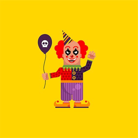 Stock vector illustration a scary clown character for halloween in a flat style Stock Photo - Budget Royalty-Free & Subscription, Code: 400-08770845