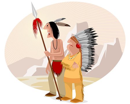 sioux-indianer - Vector illustration of a indian and chief Stockbilder - Microstock & Abonnement, Bildnummer: 400-08770895