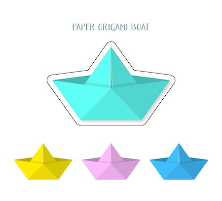 simsearch:400-04899558,k - Colorful paper origami boats collection vector illustration Fotografie stock - Microstock e Abbonamento, Codice: 400-08770938