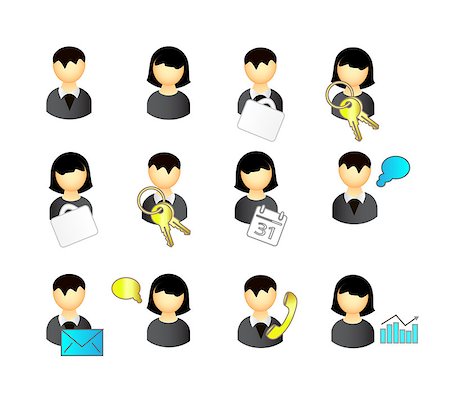 simsearch:400-07954648,k - Vector people icon set isolated over white background. Stock Photo - Budget Royalty-Free & Subscription, Code: 400-08770954