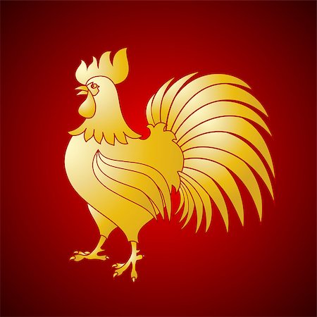 fire element animal - Vector illustration of rooster, symbol on the Chinese calendar. Silhouette of red cock. Vector element for New Year s design. Image of 2017 year of Red Rooster. Stock Photo - Budget Royalty-Free & Subscription, Code: 400-08770966