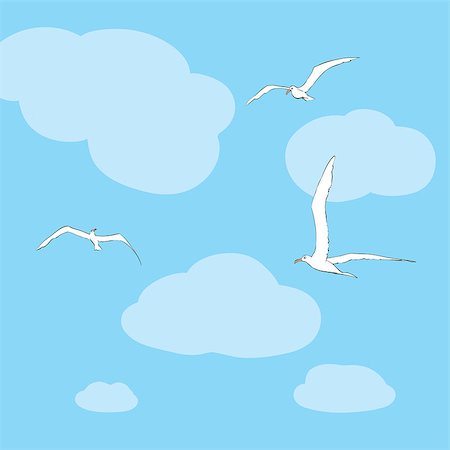 simsearch:400-05013596,k - Sea gulls soar in the sky. line art vector illustration. Birds and animals Photographie de stock - Aubaine LD & Abonnement, Code: 400-08771223