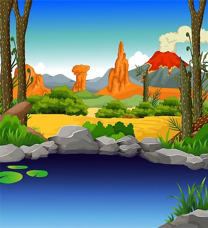 vector illustration of beauty oasis with desert landscape background Stock Photo - Budget Royalty-Free & Subscription, Code: 400-08771350