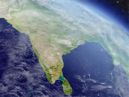 simsearch:400-08735733,k - India with surrounding region as seen from Earth's orbit in space. 3D illustration with highly detailed realistic planet surface and clouds in the atmosphere. Elements of this image furnished by NASA. Stock Photo - Budget Royalty-Free & Subscription, Code: 400-08771379