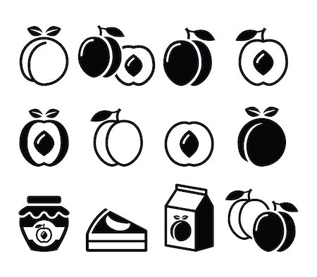 peach slice - Vector food icons - peach, apricot design isolated on white Stock Photo - Budget Royalty-Free & Subscription, Code: 400-08771404