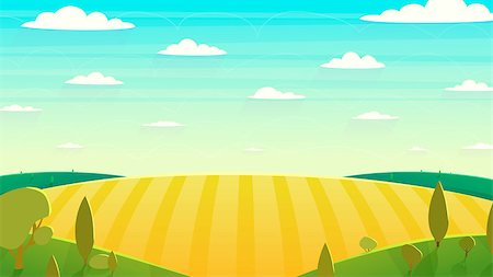 Natural landscape. Cartoon illustration style. Flat design Stock Photo - Budget Royalty-Free & Subscription, Code: 400-08771703