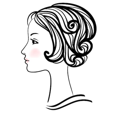 simsearch:400-04690219,k - Woman face silhouette. Female head with stylish hairdo Photographie de stock - Aubaine LD & Abonnement, Code: 400-08771718