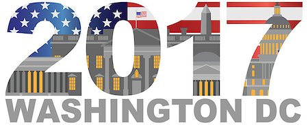 2017 USA American Flag Numbers Outline Washington DC Isolated on White Background Illustration Photographie de stock - Aubaine LD & Abonnement, Code: 400-08771790