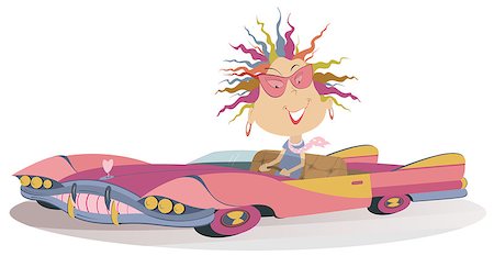 funny convertible car image - Smiling woman drives a glamor car Stock Photo - Budget Royalty-Free & Subscription, Code: 400-08771920