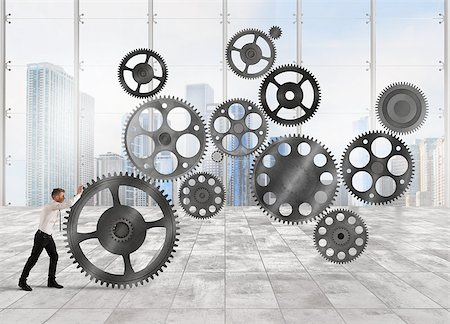 simsearch:400-06107594,k - Businessman builds a business system as a gears mechanism Foto de stock - Super Valor sin royalties y Suscripción, Código: 400-08772044