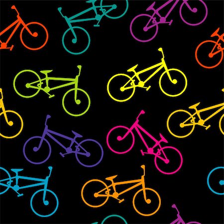 riding bike with basket - Bicycle colorful seamless background Stock Photo - Budget Royalty-Free & Subscription, Code: 400-08772186