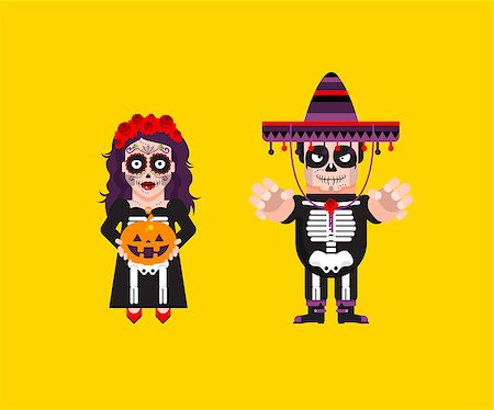 Stock vector illustration a goddess Katrina with Dead Mexican character for halloween in a flat style Stock Photo - Budget Royalty-Free & Subscription, Code: 400-08772782