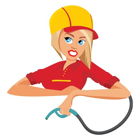 simsearch:400-09152818,k - Cartoon female worker with fuel pump Stock Photo - Budget Royalty-Free & Subscription, Code: 400-08772809