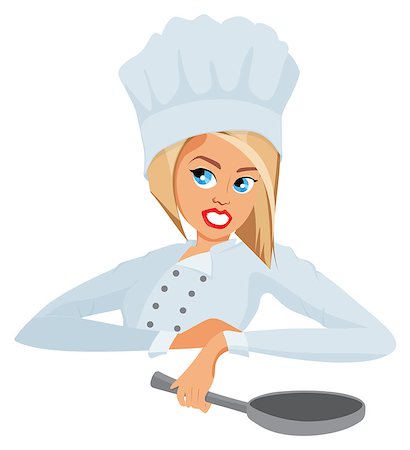 simsearch:400-07953213,k - Cartoon female chef in hat With pan Foto de stock - Super Valor sin royalties y Suscripción, Código: 400-08772811
