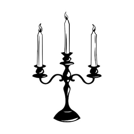 simsearch:614-01561575,k - Old Vintage Candlestick with Candles. isolated on white background Stock Photo - Budget Royalty-Free & Subscription, Code: 400-08772877