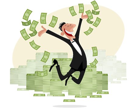 simsearch:400-07670619,k - Vector illustration of a businessman with money jumping Stock Photo - Budget Royalty-Free & Subscription, Code: 400-08772988