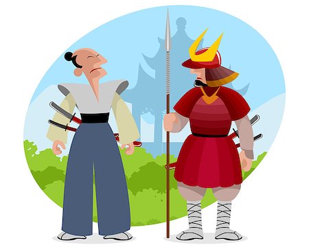 simsearch:400-07101892,k - Vector illustration of a two samurais in Japan Stock Photo - Budget Royalty-Free & Subscription, Code: 400-08772994
