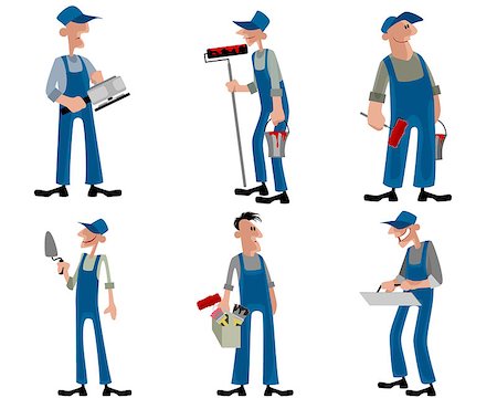 Vector illustration of a six workers set Fotografie stock - Microstock e Abbonamento, Codice: 400-08772990