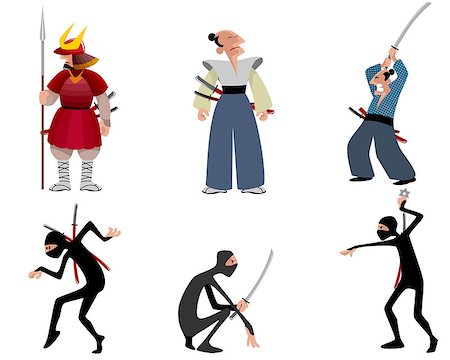 simsearch:400-07101892,k - Vector illustration of a samurai and ninja Stock Photo - Budget Royalty-Free & Subscription, Code: 400-08772993