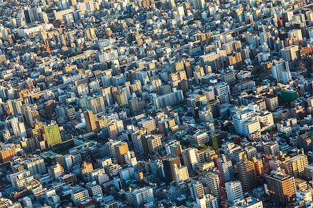 Aerial view of houses over in Tokyo City, Japan, Asia Stock Photo - Budget Royalty-Free & Subscription, Code: 400-08773127