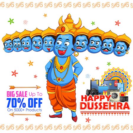 ravana - illustration of ten headed Ravana for Happy Dussehra sale promotion Stock Photo - Budget Royalty-Free & Subscription, Code: 400-08773661