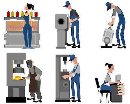 Vector illustration of a six workers with machines Stock Photo - Budget Royalty-Free & Subscription, Code: 400-08773936