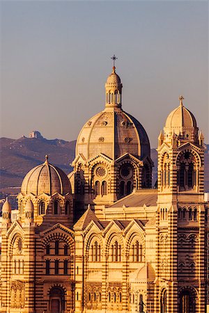 simsearch:400-08777411,k - Marseille Cathedral at susnet. Marseille, Provence-Alpes-Cote d'Azur, France. Stock Photo - Budget Royalty-Free & Subscription, Code: 400-08773946