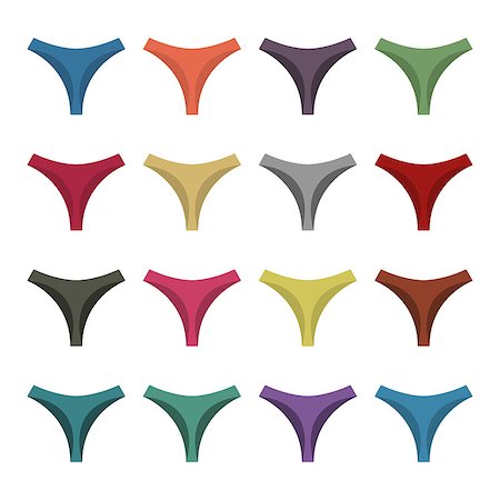 simsearch:400-04837277,k - Set of sixteen color panties in a flat style, isolated on white background, design element of underwear, second set, vector illustration. Fotografie stock - Microstock e Abbonamento, Codice: 400-08784687