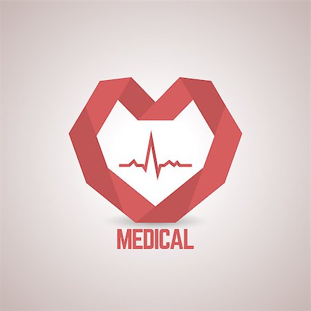 Logo design template with a red paper heart to the medical center, pharmaceutical companies, health centers, medical companies, vector illustration. Stock Photo - Budget Royalty-Free & Subscription, Code: 400-08784692