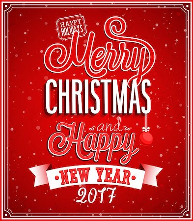simsearch:400-08647286,k - Merry Christmas and Happy New Year typographic design. Vector illustration. Foto de stock - Super Valor sin royalties y Suscripción, Código: 400-08784795