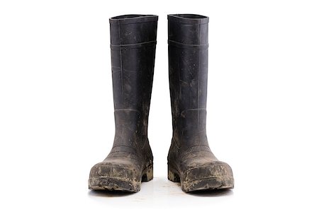 ericlefrancais (artist) - Dry dirty Mud boots isolated on white background front view Stock Photo - Budget Royalty-Free & Subscription, Code: 400-08784919